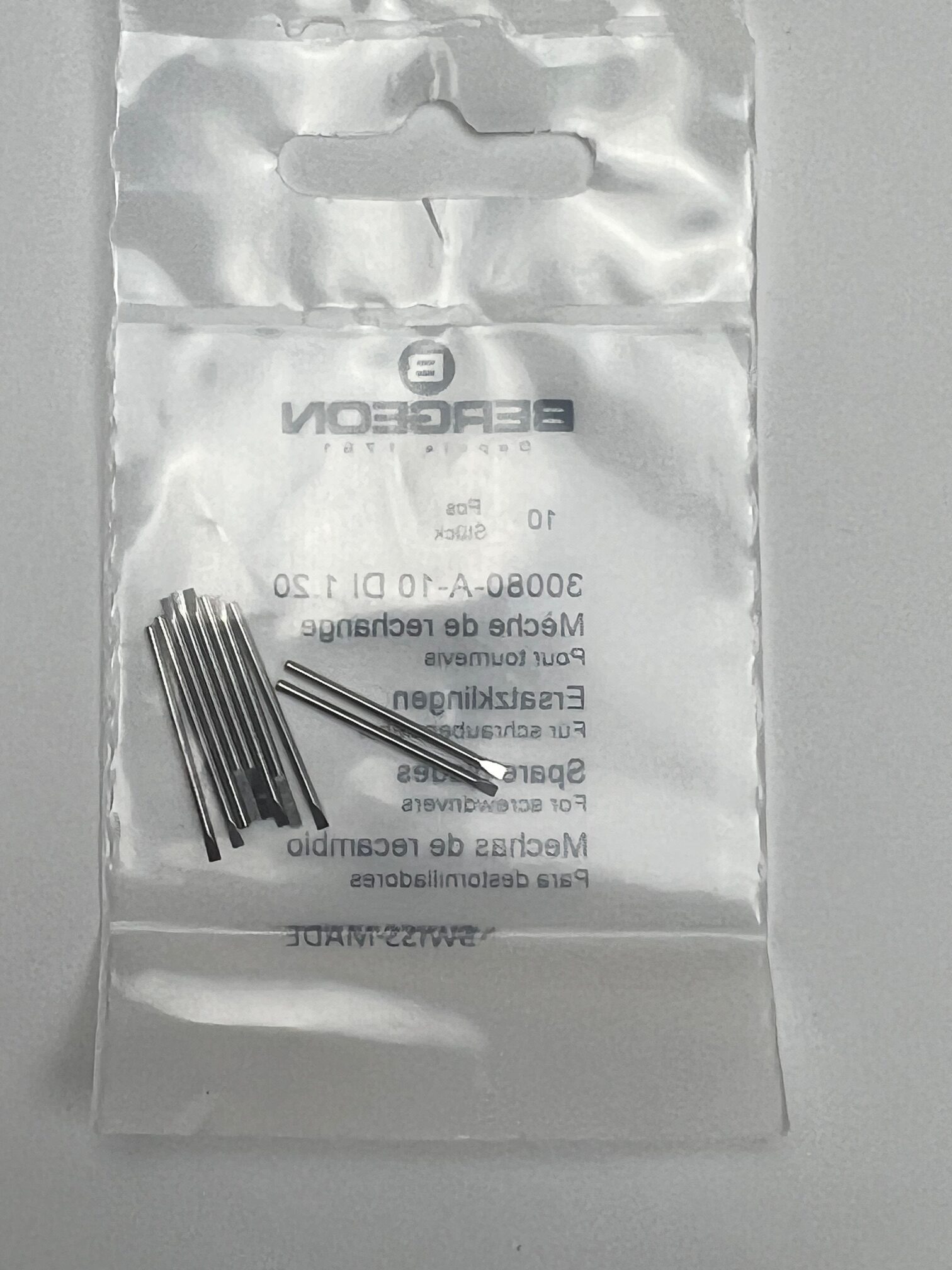 Bergeon 30080-A-10 DI 1.20 Replacement Screwdriver Blades - Pack of 10 - Image 8