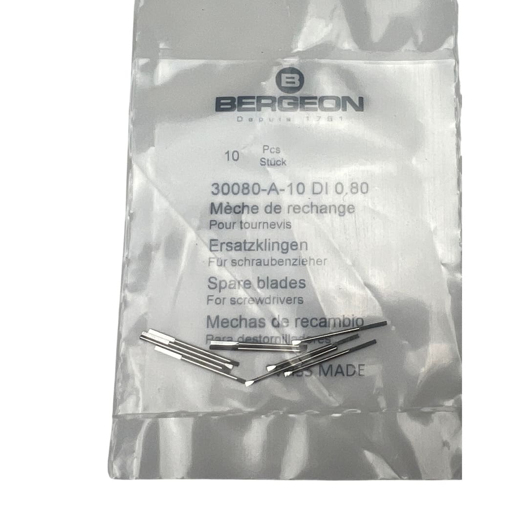 Bergeon 30080-A-10 DI 0.80mm Steel Screwdriver Blades - Pack of 10 - Image 5
