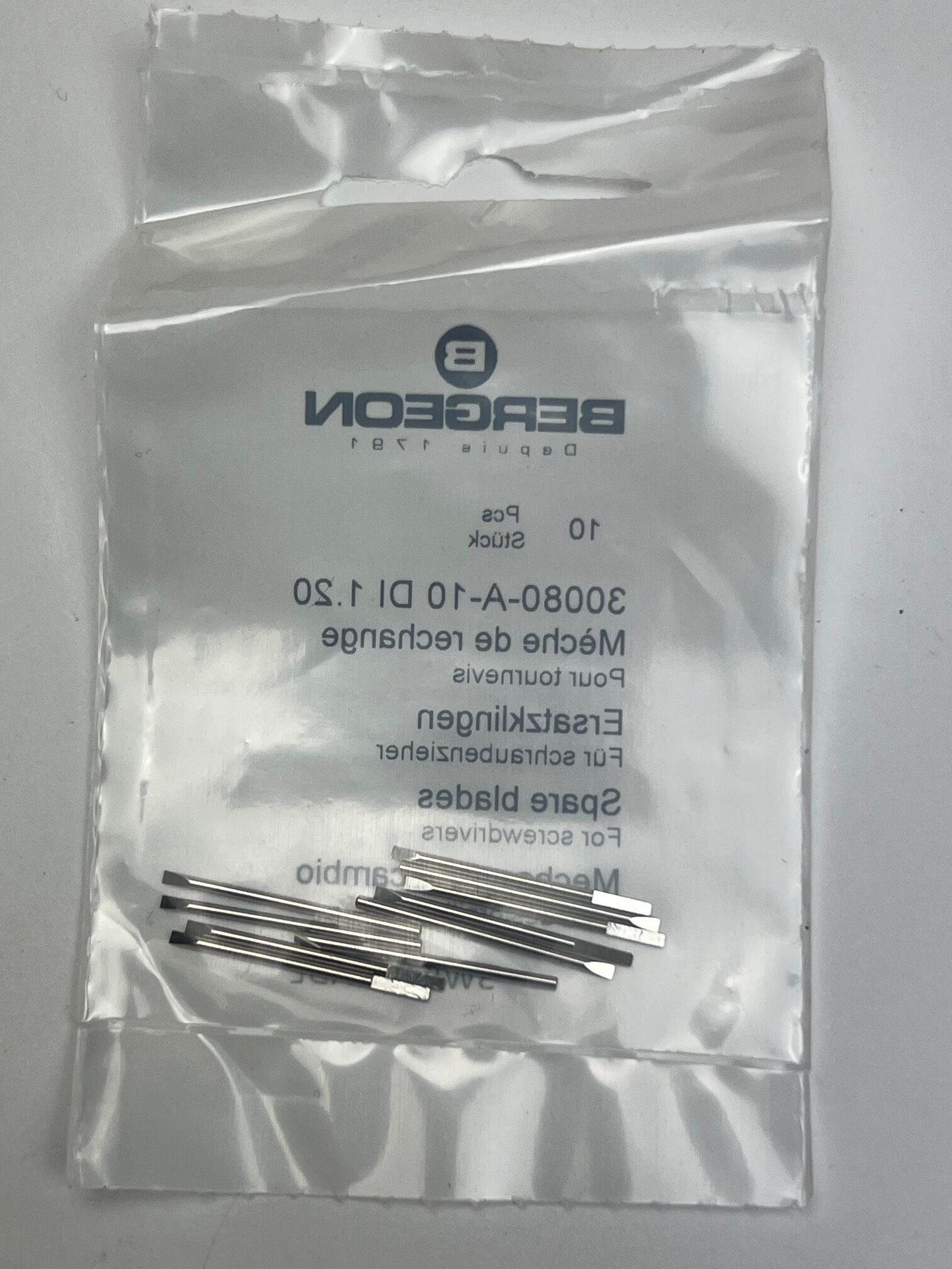 Bergeon 30080-A-10 DI 1.20 Replacement Screwdriver Blades - Pack of 10 - Image 5
