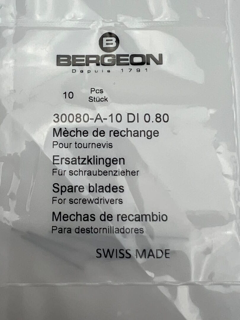 Bergeon 30080-A-10 DI 0.80mm Steel Screwdriver Blades - Pack of 10 - Image 4
