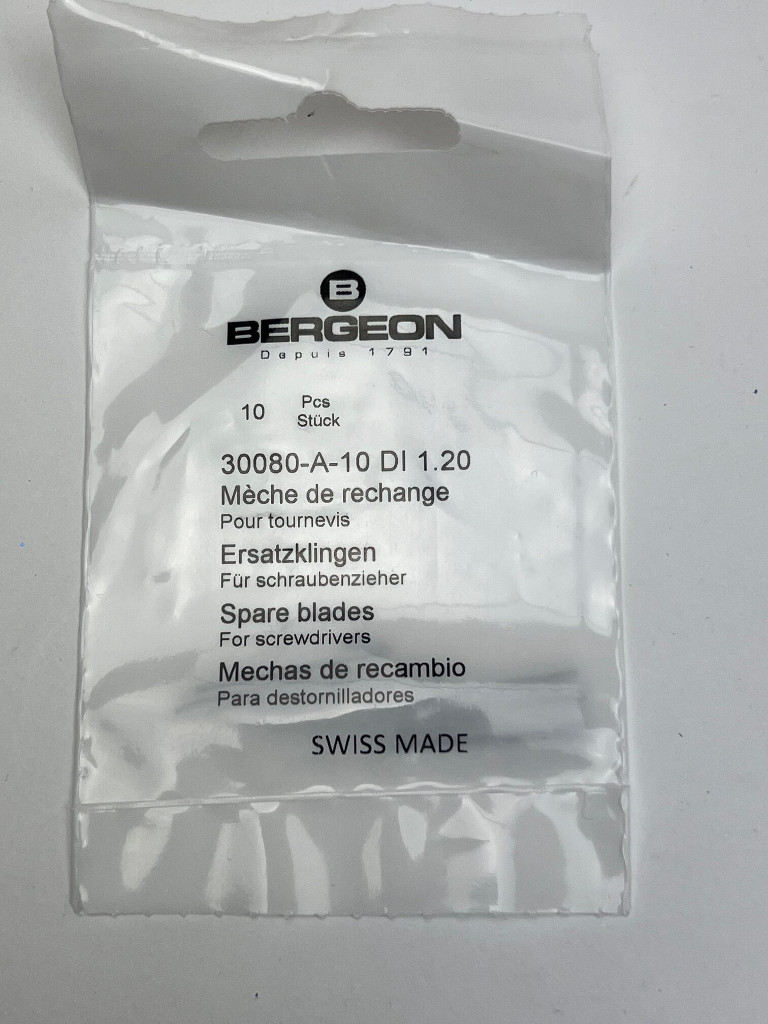 Bergeon 30080-A-10 DI 1.20 Replacement Screwdriver Blades - Pack of 10 - Image 2