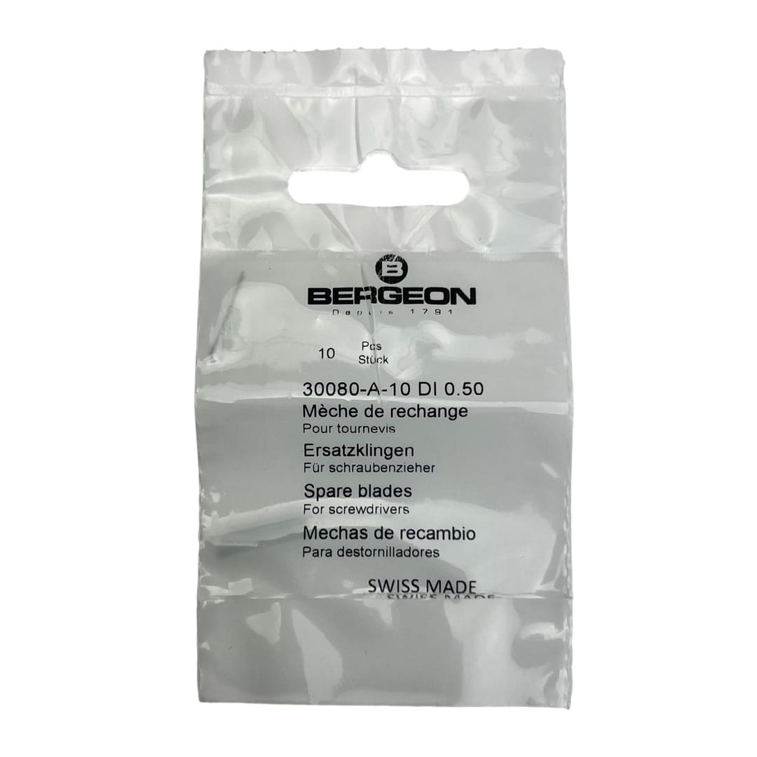 Bergeon 30080-A-10 DI 0.50 mm Steel Screwdriver Blades - Pack of 10 - Image 3