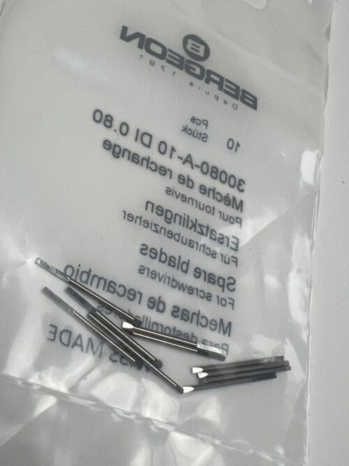 Bergeon 30080-A-10 DI 0.80mm Steel Screwdriver Blades - Pack of 10