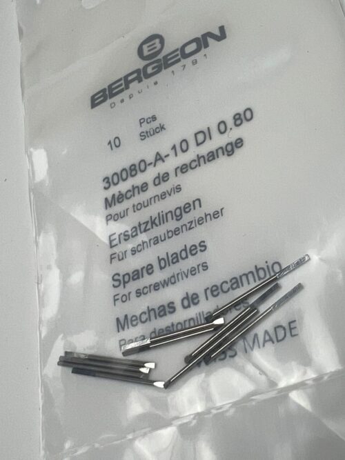 Bergeon 30080-A-10 DI 0.80mm Steel Screwdriver Blades - Pack of 10