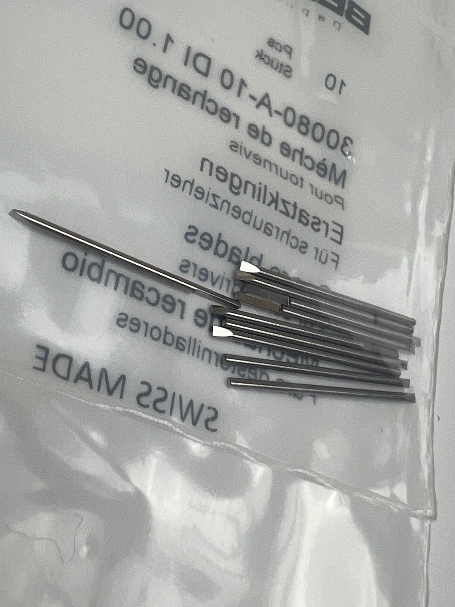 Bergeon 30080-A-10 DI 1.00 mm Steel Screwdriver Blades - Pack of 10