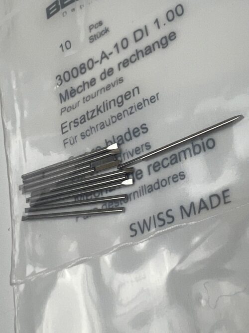 Bergeon 30080-A-10 DI 1.00 mm Steel Screwdriver Blades - Pack of 10