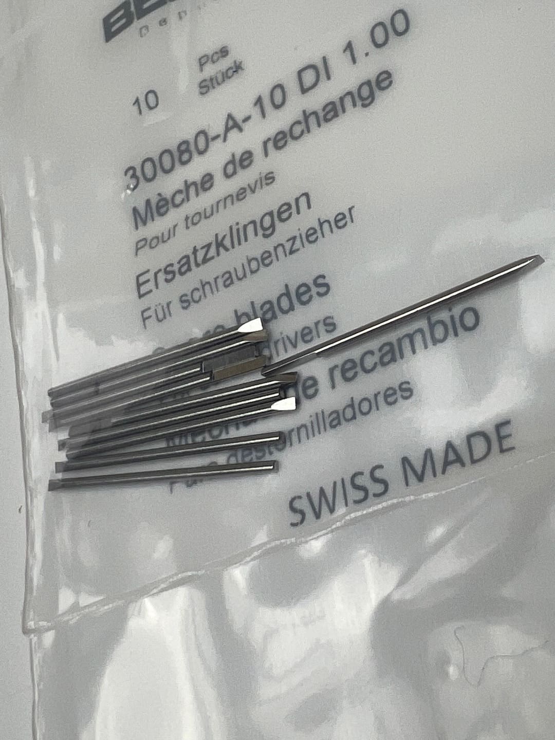 Bergeon 30080-A-10 DI 1.00 Precision Steel Screwdriver Blades - Pack of 10