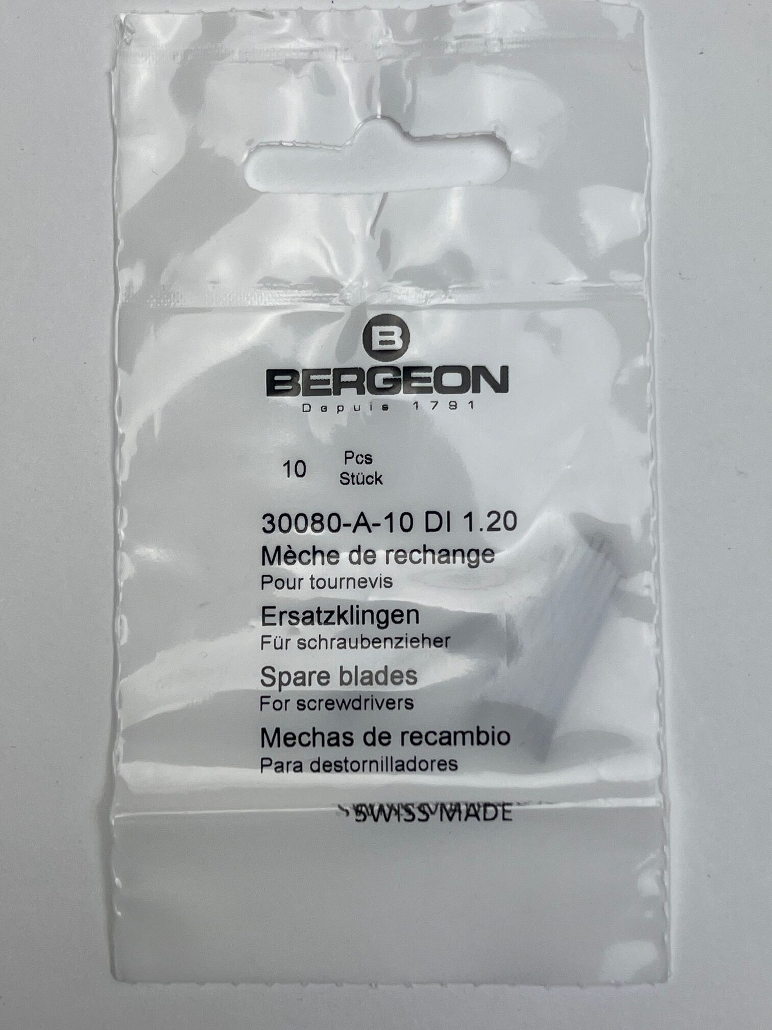 Bergeon 30080-A-10 DI 1.20 Replacement Screwdriver Blades - Pack of 10 - Image 6