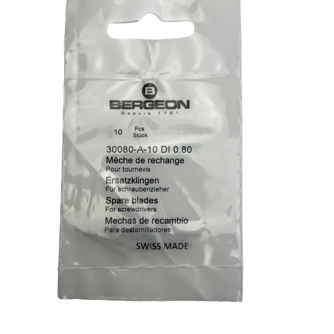 Bergeon 30080-A-10 DI 0.80mm Steel Screwdriver Blades - Pack of 10 - Image 3