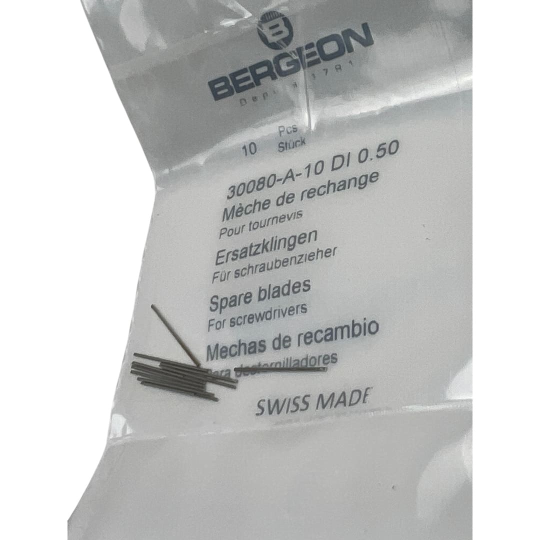 Bergeon 30080-A-10 DI 0.50 mm Steel Screwdriver Blades - Pack of 10 - Image 4