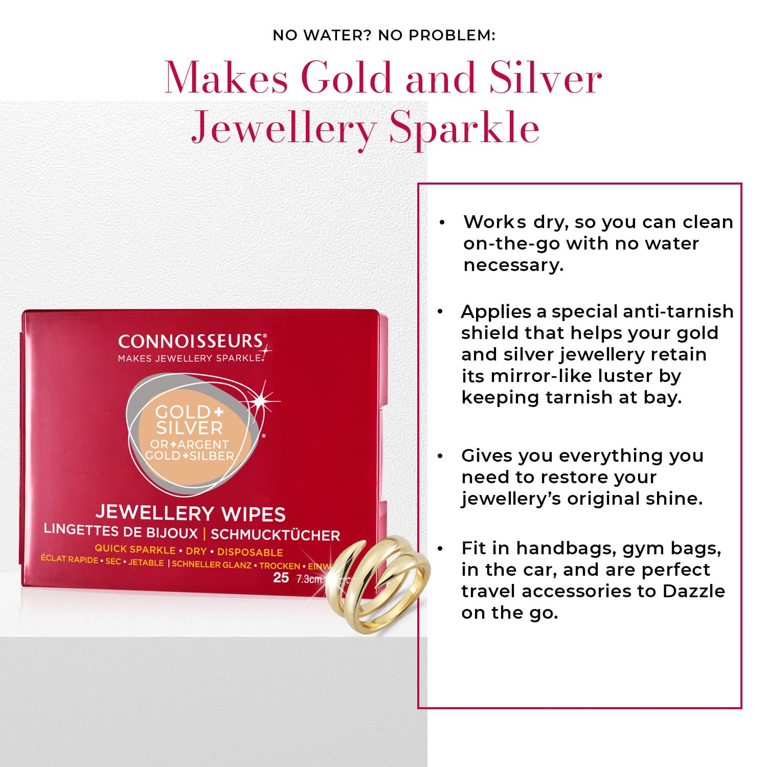 Connoisseurs Jewellery Wipes - Pre-Cut for Easy Use - Image 3