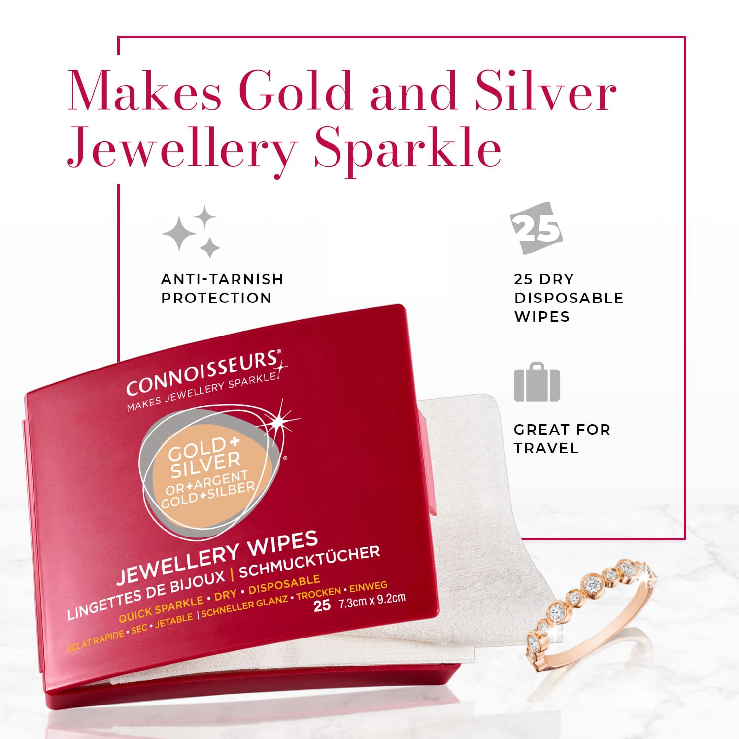 Connoisseurs Jewellery Wipes - Pre-Cut for Easy Use - Image 2