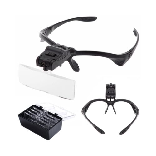 Gugita LED Headlamp Magnifier Glasses with Interchangeable Lenses