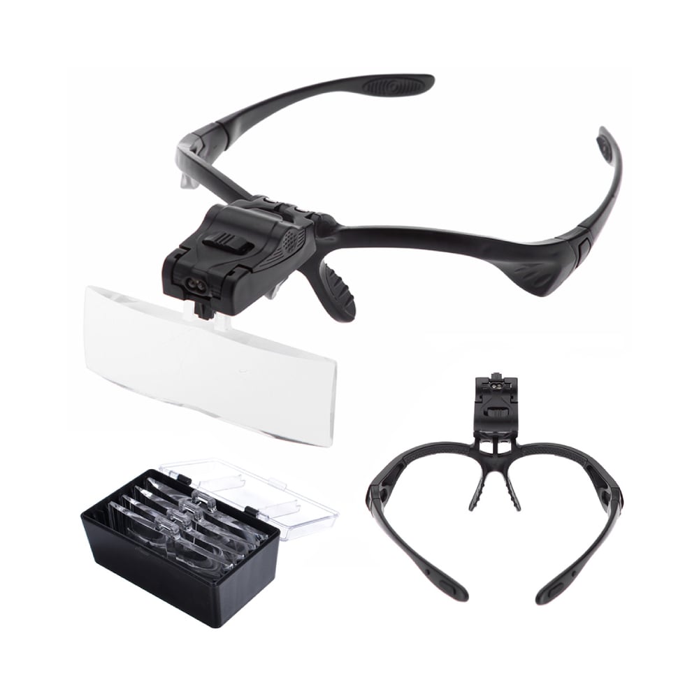Gugita LED Headlamp Magnifier Glasses with Interchangeable Lenses