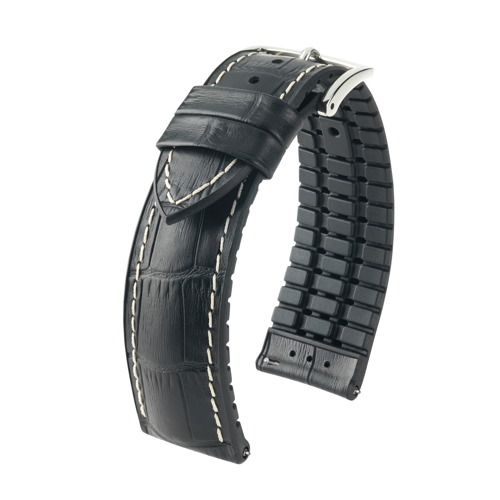 Hirsch watch leather calfskin strap George L black 22mm 0925128050-2-22