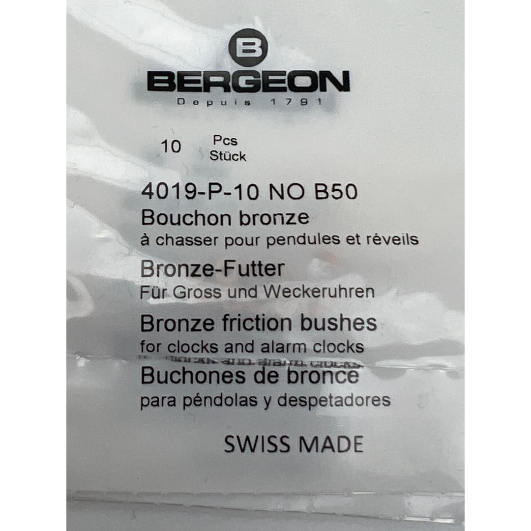 Bergeon 4019-P-10 No B50 Brass Clock Bushings - Pack of 10 - Image 5