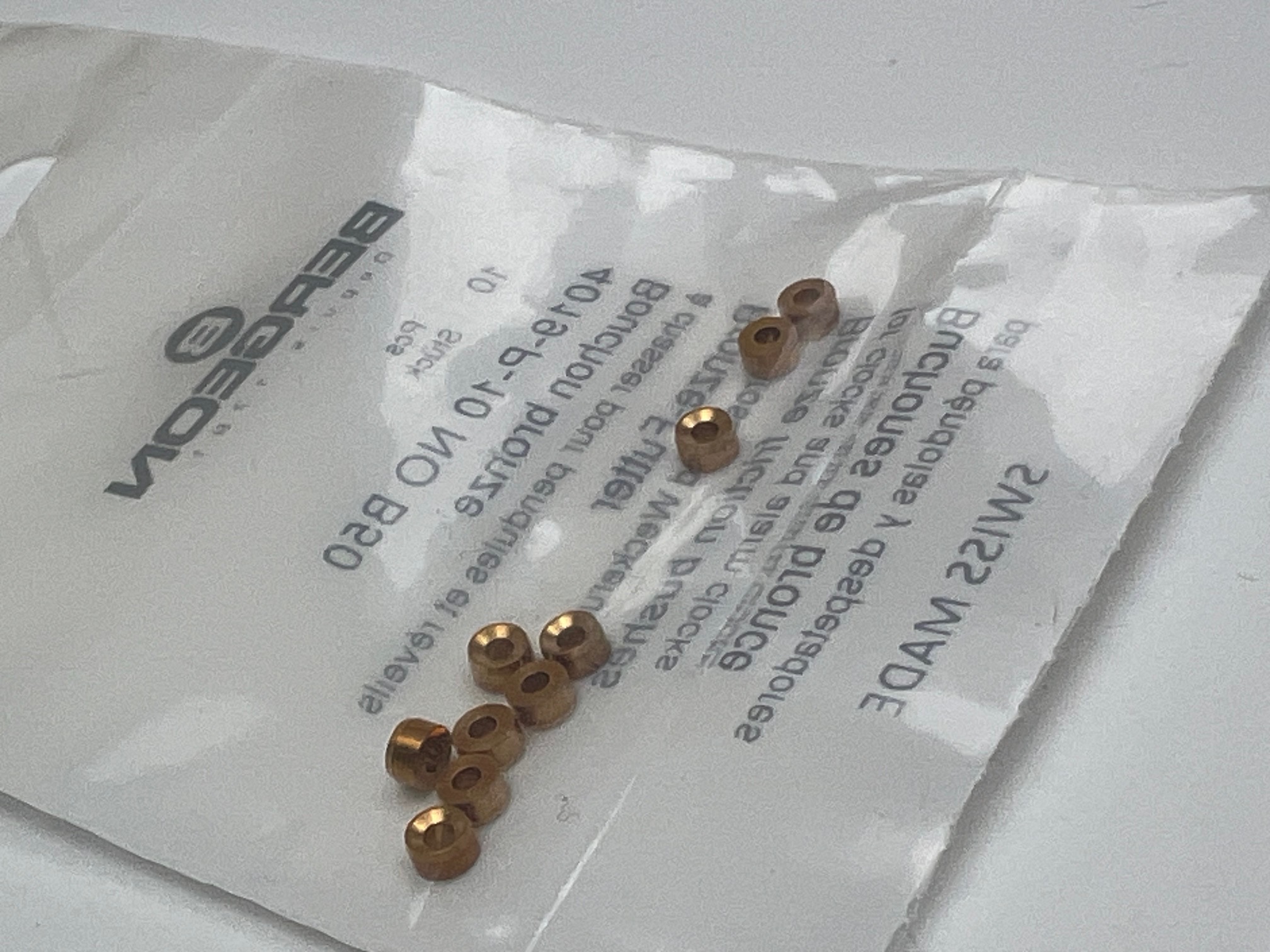 Bergeon 4019-P-10 No B50 Brass Clock Bushings - Pack of 10 - Image 2