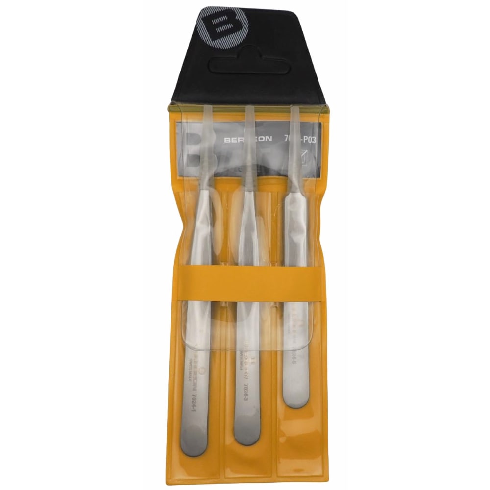 Bergeon 7024-P03 set of 3 non magnetic watchmaker tweezers - Image 4