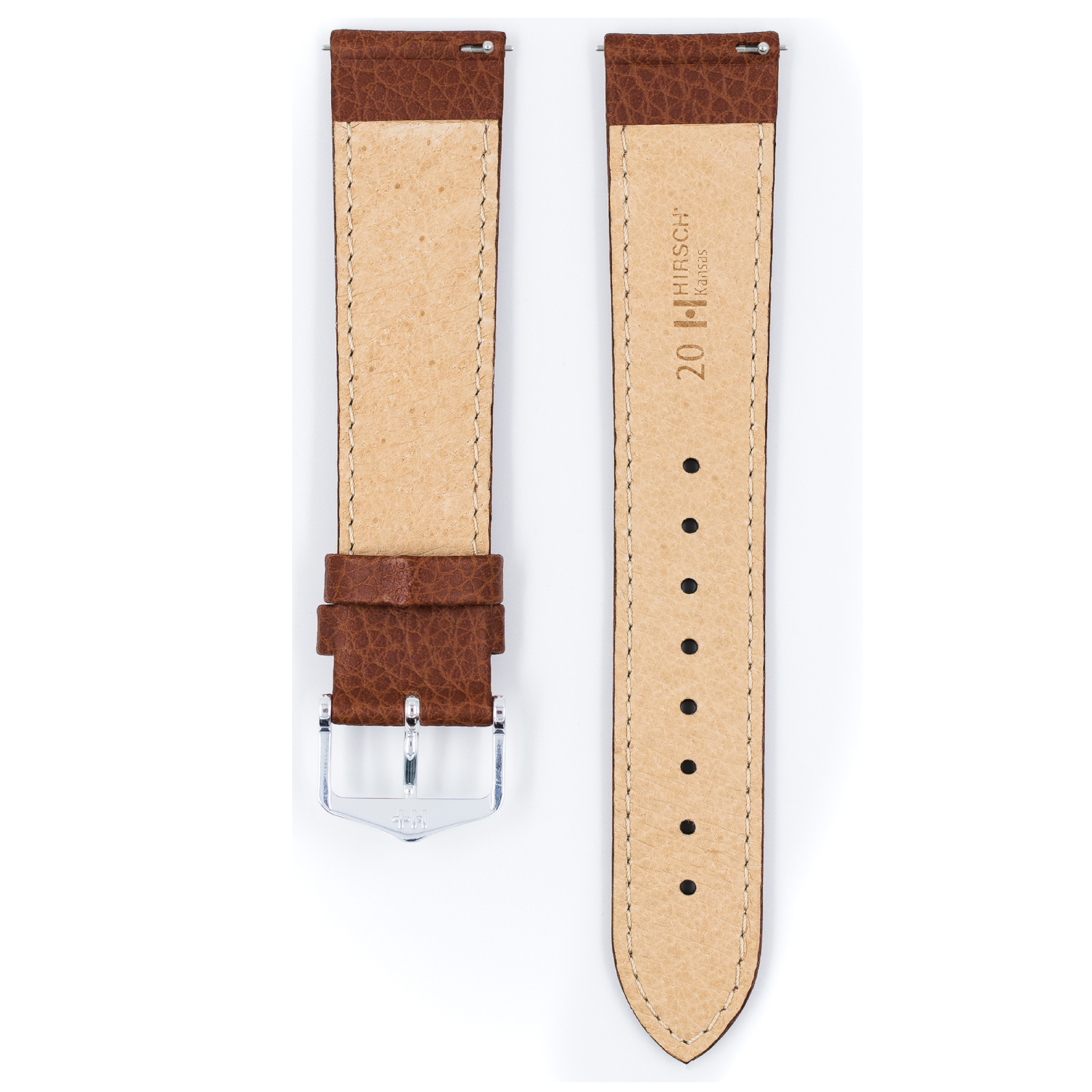 Hirsch Kansas L Golden brown leather watch strap 20 mm 01502070-2-20 - Image 2