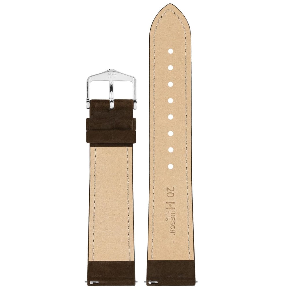 Hirsch Osiris Nubuk dark brown calf leather watch strap, 20 mm, 03433010-2-20 - Image 2