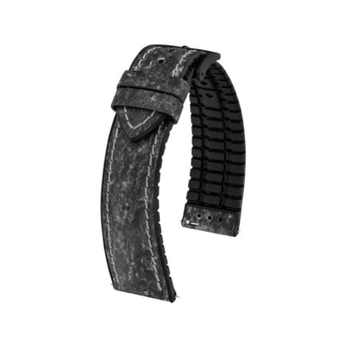 Hirsch Stone L dark grey leather watch strap, 21 mm, 0925044050-5-21