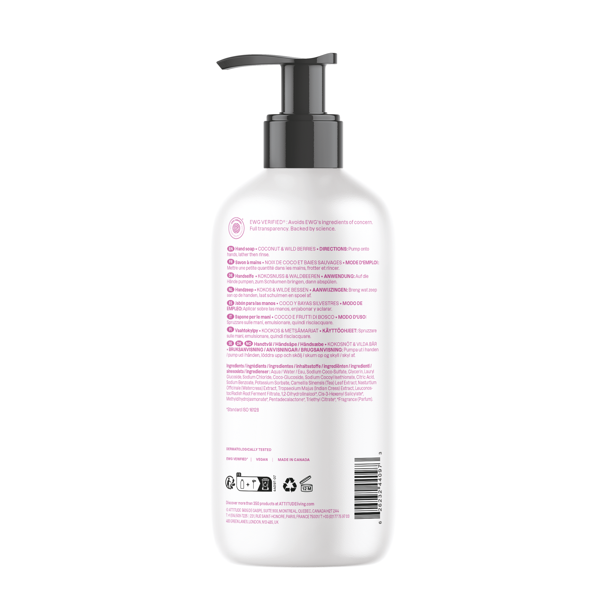ATTITUDE Super Leaves Hand Soap Coconut & Wild Berries 473 ml - Image 2