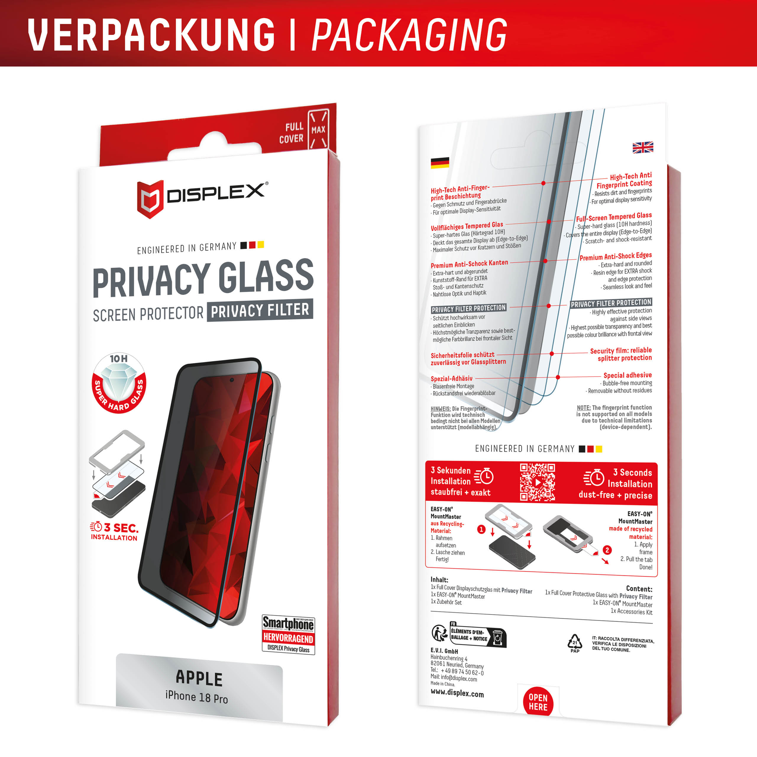 DISPLEX Privacy Screen Protector 10H for iPhone 18 Pro MountMaster - Image 10