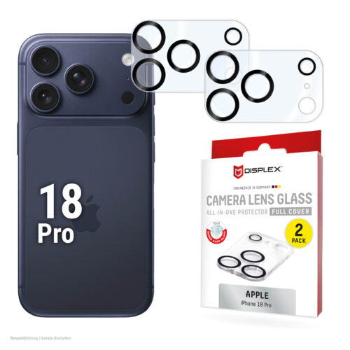 DISPLEX Full Cover Camera Lens Glass for iPhone 18 Pro, 10H, 2-Pack