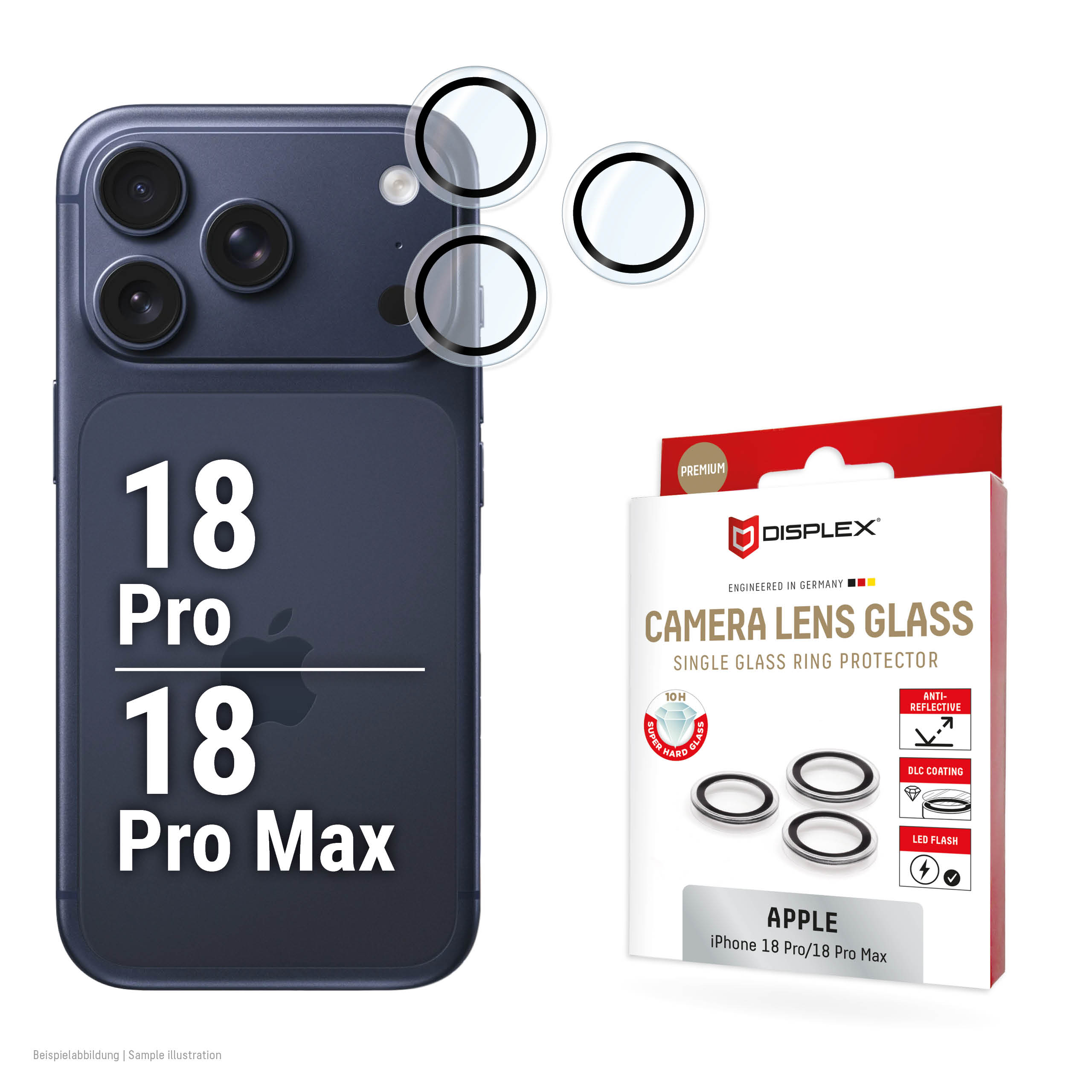 DISPLEX Premium Camera Lens Glass for iPhone 18 Pro / Pro Max 10H DLC - Image 2