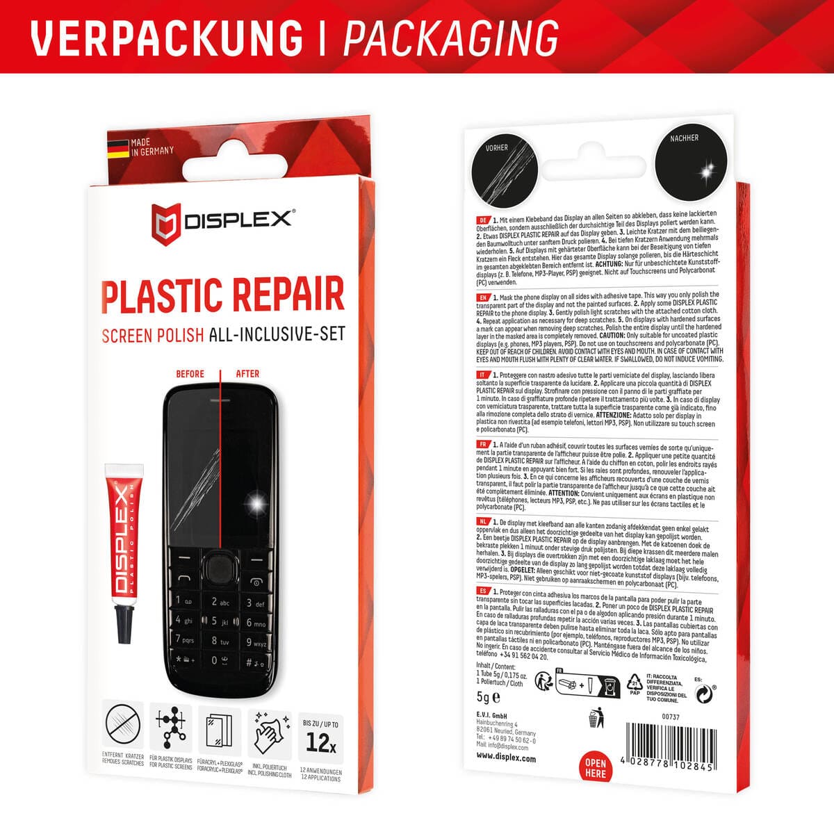 DISPLEX Scratch Repair Paste, Plastic Display Polish for Phones Tablets and Consoles, Removes Scratches and Restores Clarity, Easy Hand Polishing, Plastic Repair Screen Polish All-Inclusive Set - Image 6