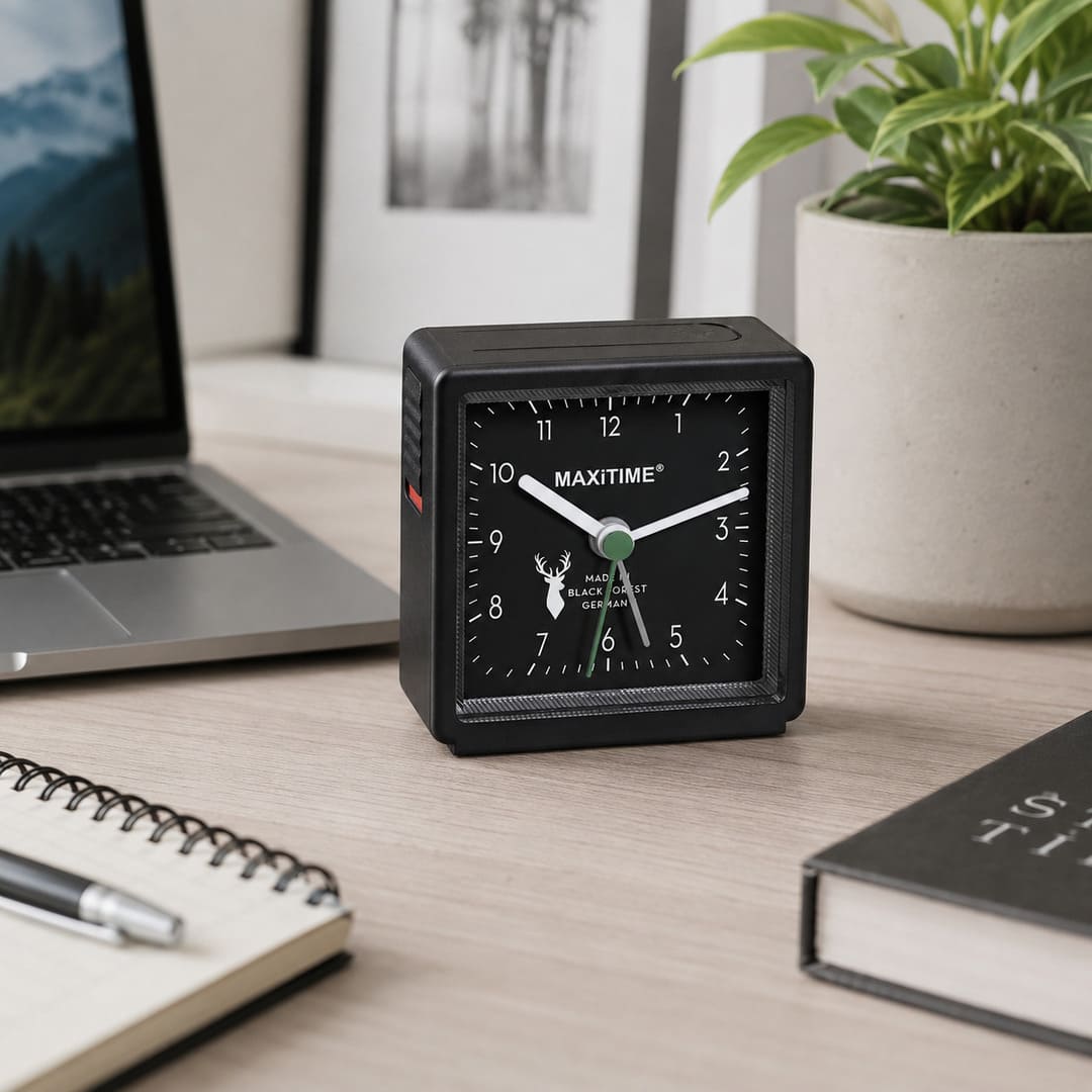 Maxitime Quartz Alarm Clock with Snooze Function - Black - Image 5