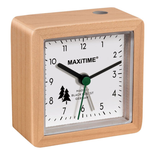 MAXiTIME Quartz Alarm Clock with Maple Wood Housing and Snooze Function