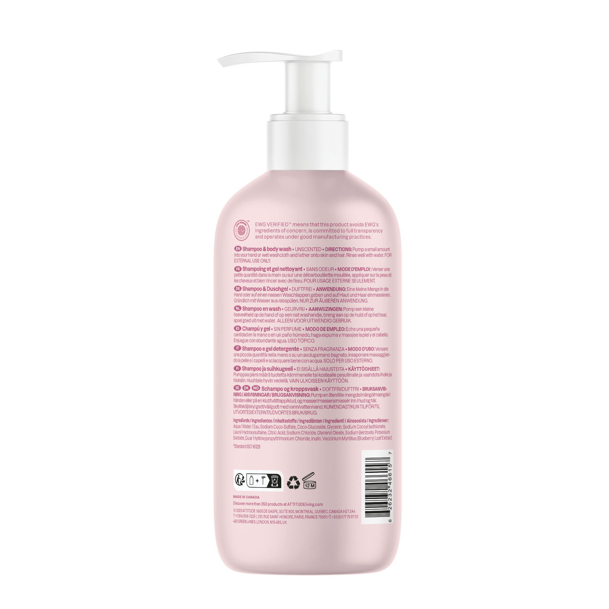 ATTITUDE Baby Leaves Unscented 2-in-1 Shampoo & Body Wash - Image 2