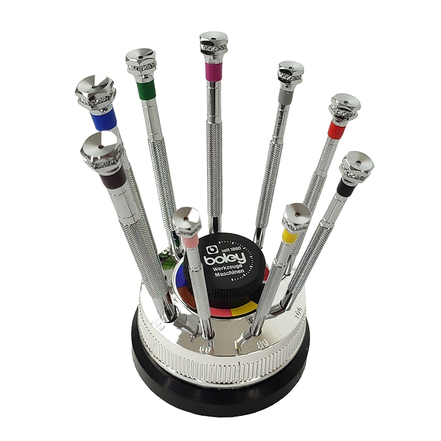 Boley set of 9 screwdrivers on a rotating base